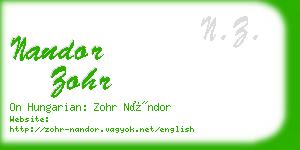 nandor zohr business card